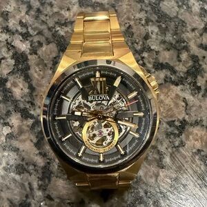 Bulova Men’s Gold-Tone Skeleton Automatic Watch
